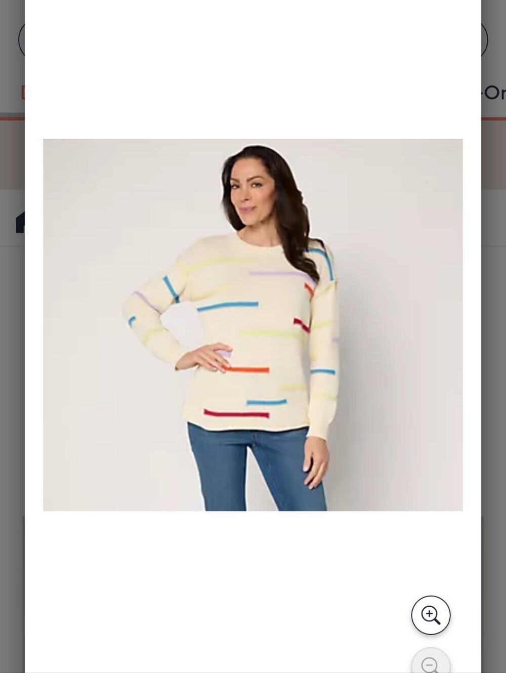 Peace Love World Cream Crewneck Sweater with Bright Multicolor Stripe Bars